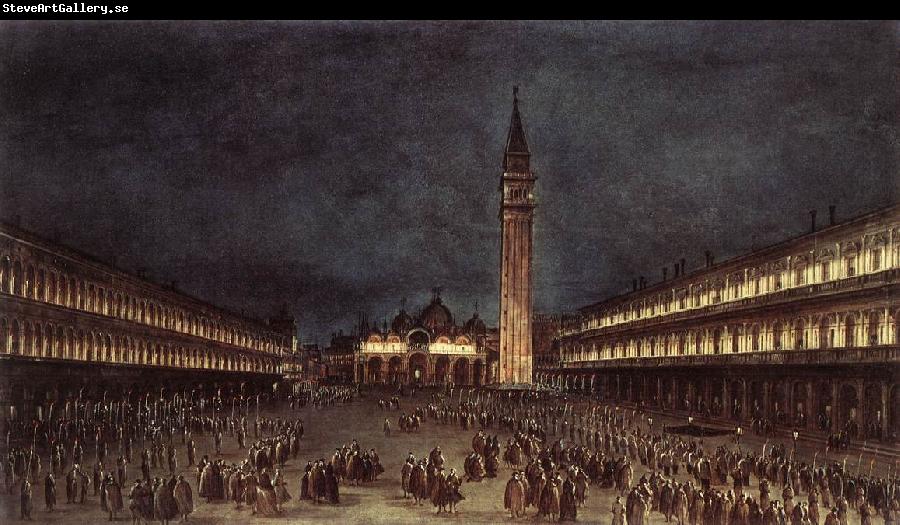 GUARDI, Francesco Nighttime Procession in Piazza San Marco fdh